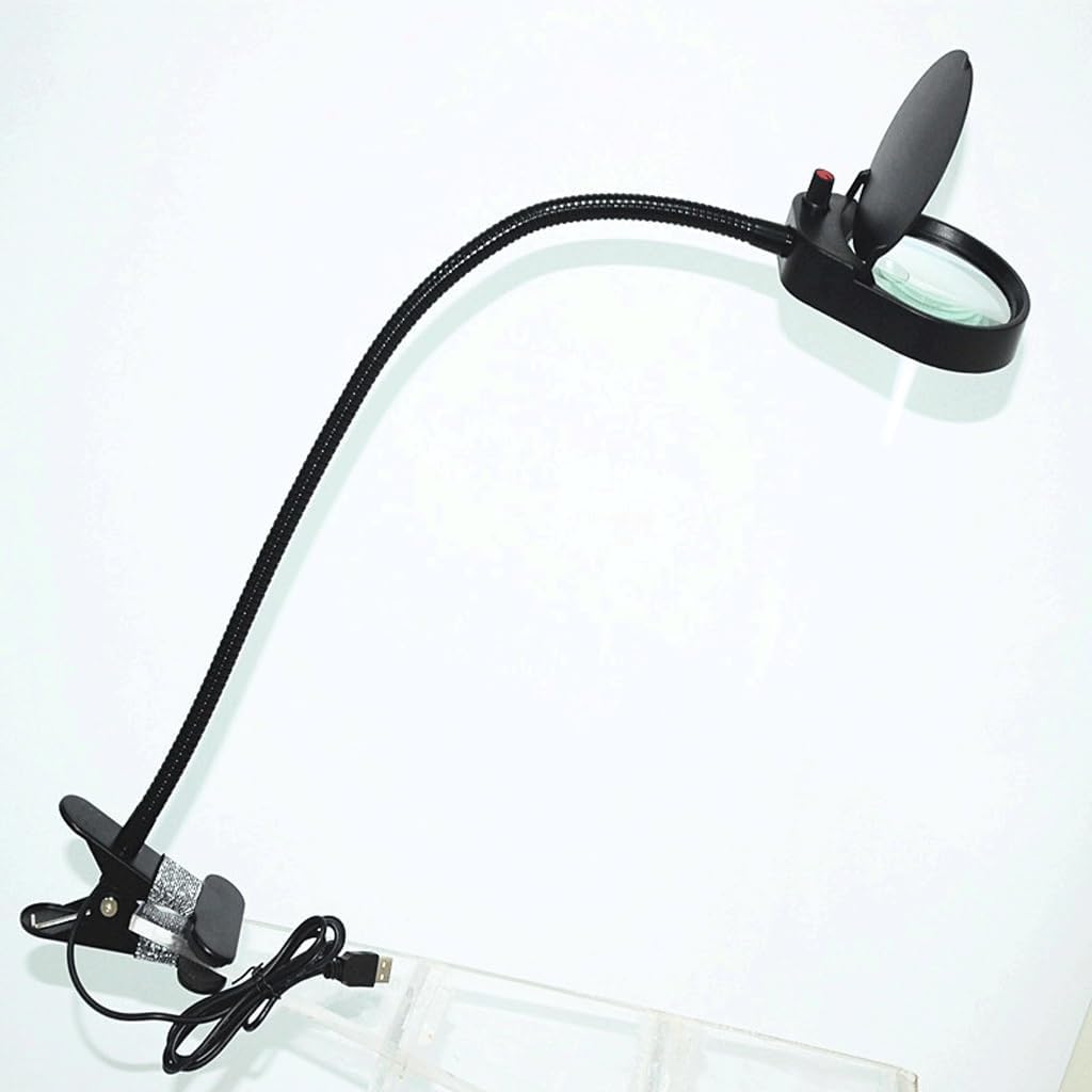 Magnifier Swing Arm Flexible Clamp-on Table Lamp Dimmable Illuminated Magnifier Desk Light Modes