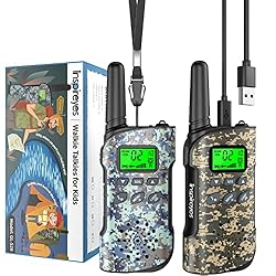 Inspireyes Walkie Talkie Niños Recargable, 48 Hora...: Conjunto de 2 Tipo C recargable, de larga duración. Los walkie talkies recargables cuentan con una batería de litio polímero integrada mejorada, ya no es necesario pagar por pilas AAA, tienen un tiempo de reproducción prolongado, hasta 48 horas de ti...