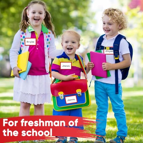Image of 400 Pcs Red Name Tags Sticker, 3.5 inchx2.25 inch Blank Name Tags with Red Border, Plain Name Labels Adhesive Identification Name Badges for School, Office, Meeting, Family Parties, Mailing