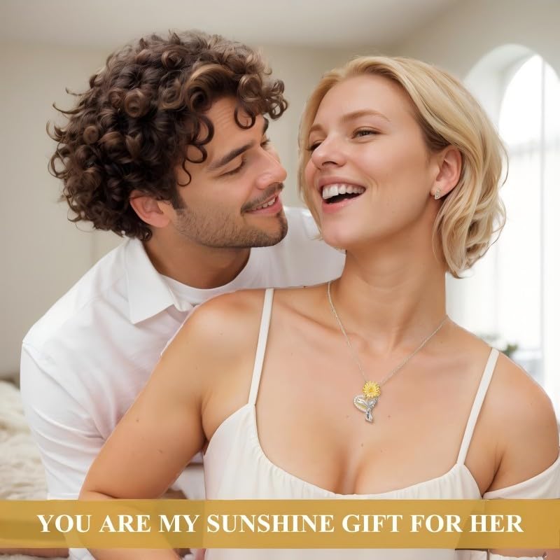 Anniversary Birthday Gifts for Women,Christmas Gifts for Women,Sunflower Necklace,18K Gold Plated You Are My Sunshine Necklace,Mothers Day Gifts for Wife,Girlfriend,Mom, Daughter,Sister2