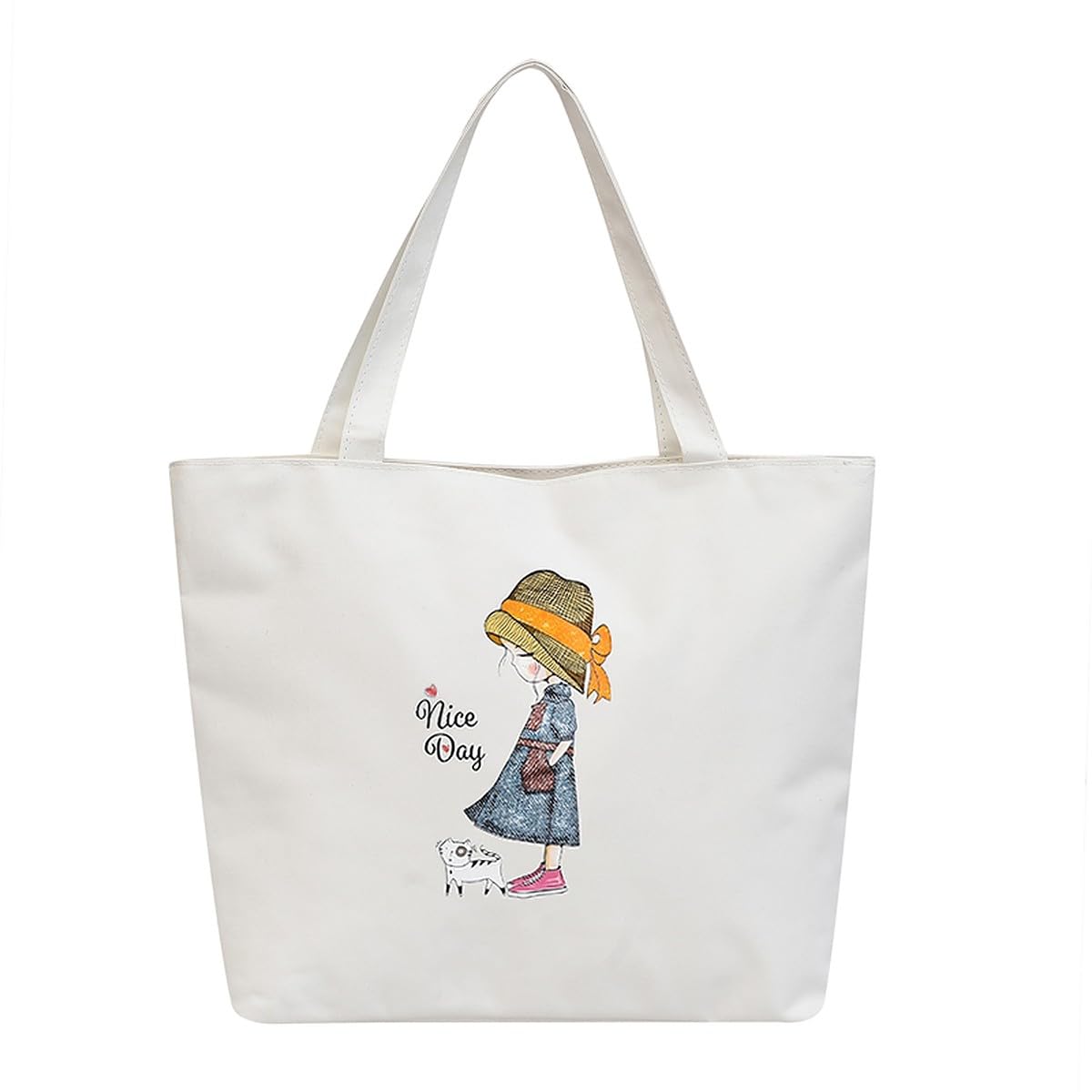 See full amazon price history chart for wolpin Classic Tote Bags For Women Girls Canvas Handbag Zipper Large Capacity Fashion Bag For College Office - Nice Day Girl Print, White wolpin Classic Tote Bags For Women Girls Canvas Handbag Zipper Large Capacity Fashion Bag For College Office - Nice Day Girl Print, White (B0C7LVBL63) Amazon Price History, Amazon Price Tracker