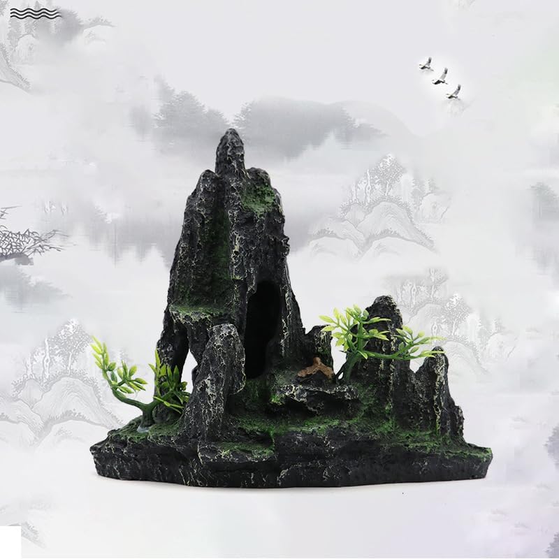 Chinese Style Fish Tank Landscape Rockery Decorative Stone Ornaments Scenery Escape Hole Deco Aquirement Stones