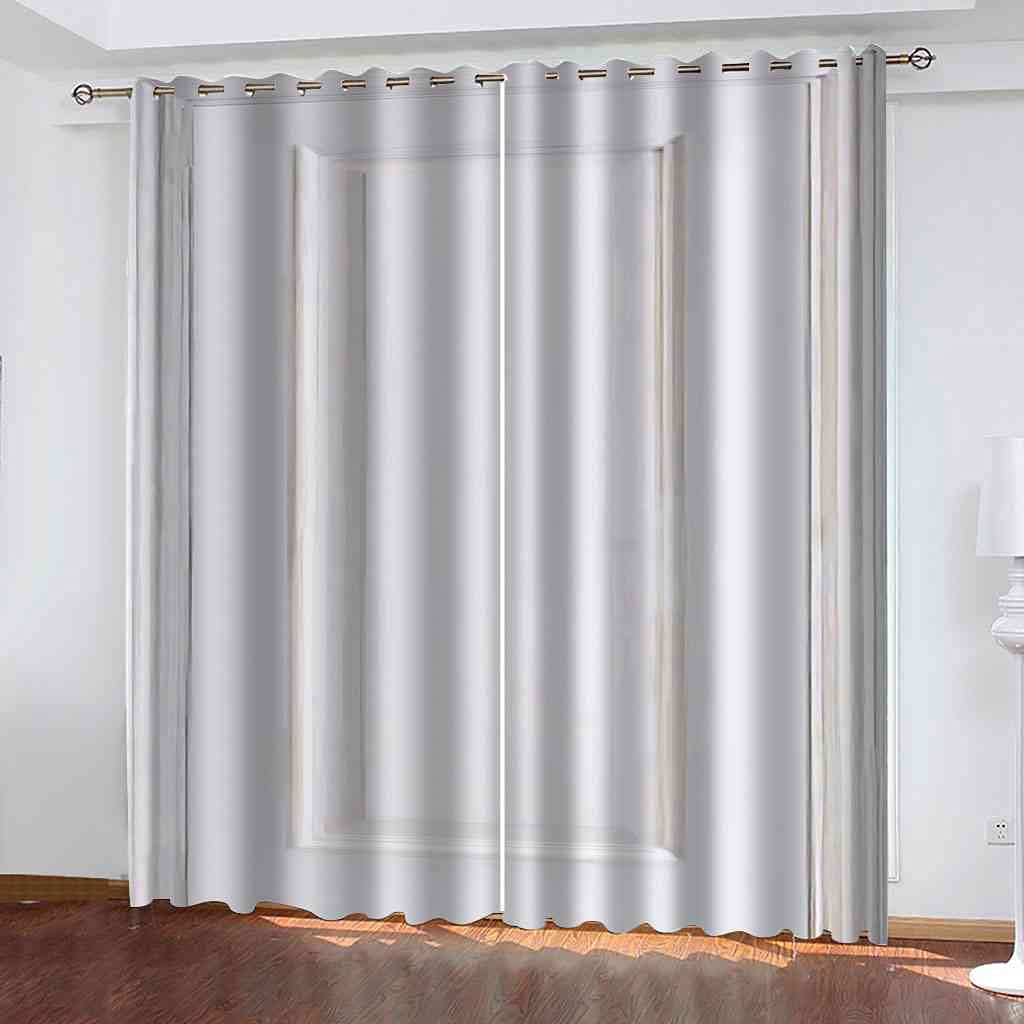 Rideau occultant enfant pour chambre à coucher au motif porte en bois blanc thermique