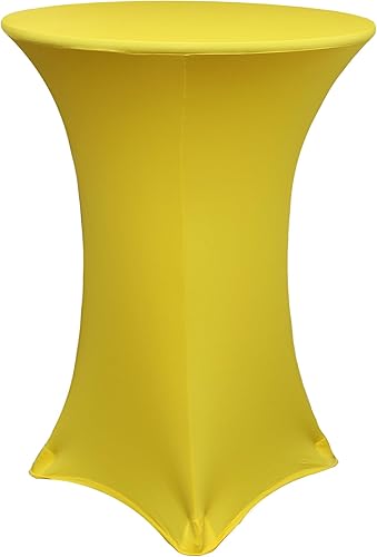 YOUR CHAIR COVERS - Mantel redondo de elastano elástico para cóctel, 30 pulgadas de profundidad x 42 pulgadas de alto, color amarillo, mantel