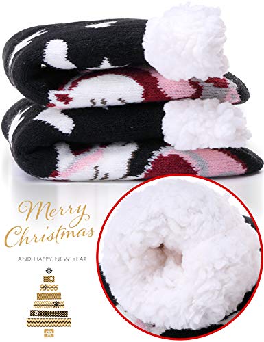 Image of MOGGEI Girls Slipper Fuzzy Socks Kids Boys Fluffy Fleece Lined Warm Plush Sherpa Winter Child Home Socks
