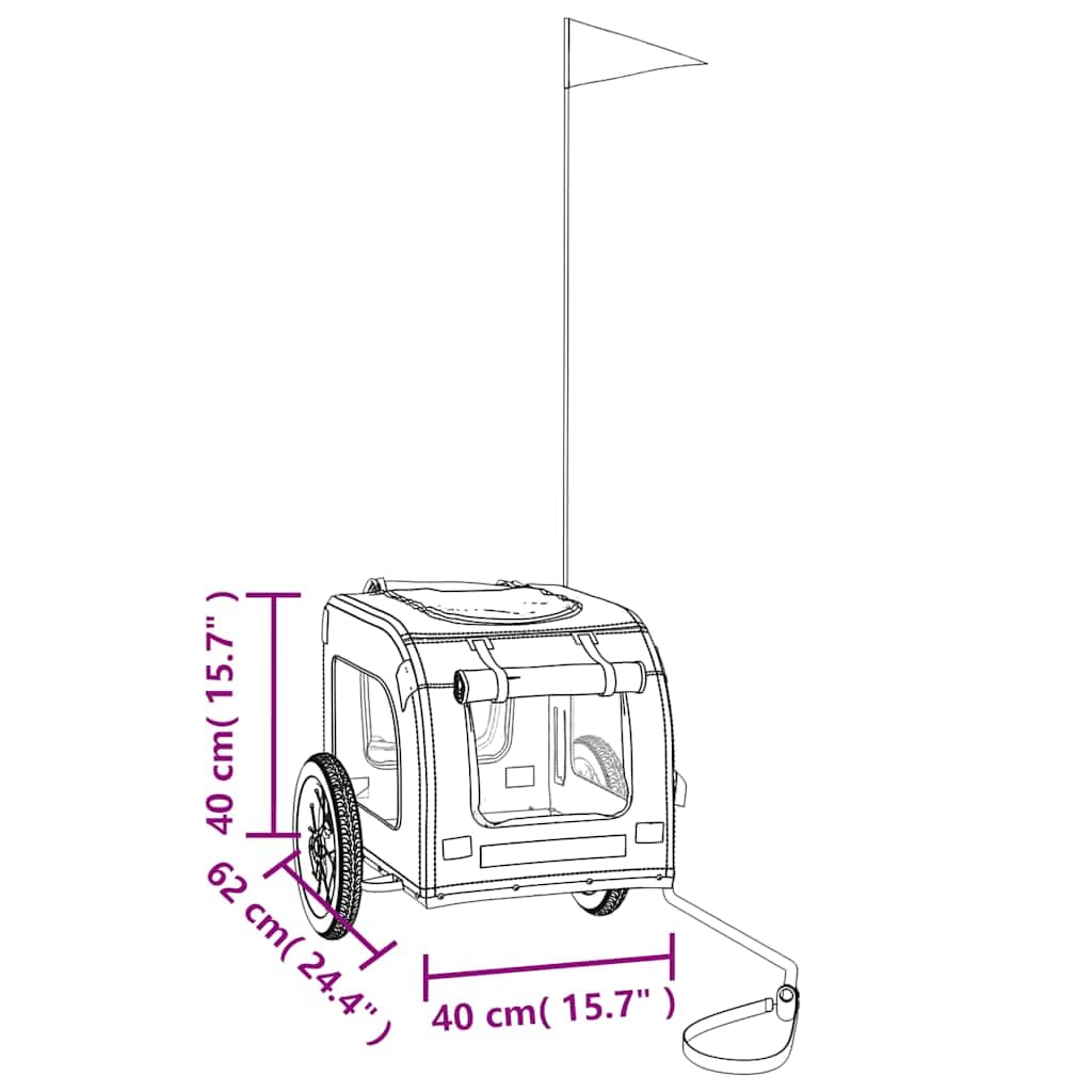 Mangloder Fahrradanhänger für Hunde Schwarz aus Oxford-Gewebe und Eisen, 124 x 53 x 53 cm, klappbar für Transport Reise Spaziergang Outdoor mit Netz Schutz und Reflektoren
