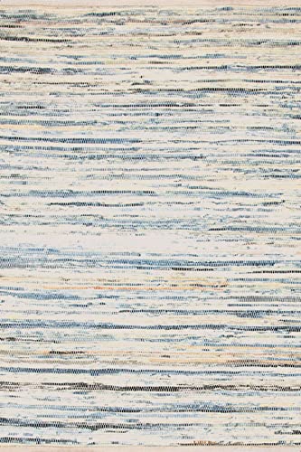 Dash and Albert Denim Rag Indoor/Outdoor Area Rug - 5' x 8' Blue - Striped Handwoven Accent Rug - Durable, Lightweight, Low to Medium Traffic Areas - Bedrooms, Hallway, Home Offices