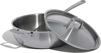 Made In Cookware | 5 Quart Stainless Steel Saucier Pan | 5 Ply Stainless Clad | Professional Cookware | Crafted in Italy | Induction Compatible