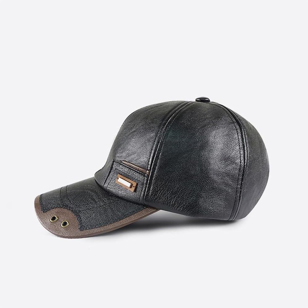 Gorras de béisbol de piel cálida, para hombre, forro polar, ajustable, para otoño e invierno al aire libre