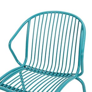 Gdfstudio outdoor modern iron club chair set of 2 matte teal  urban country home decor