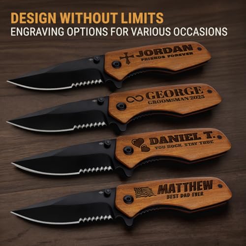Custom Knife - Personalized Gifts for Men and Women - Engraved Gift for Dad Husband Boyfriend Wife Girlfriend - Customized Pocket Knives for Birthday, Anniversary - Best Unique Present 6611 PS - Image 3