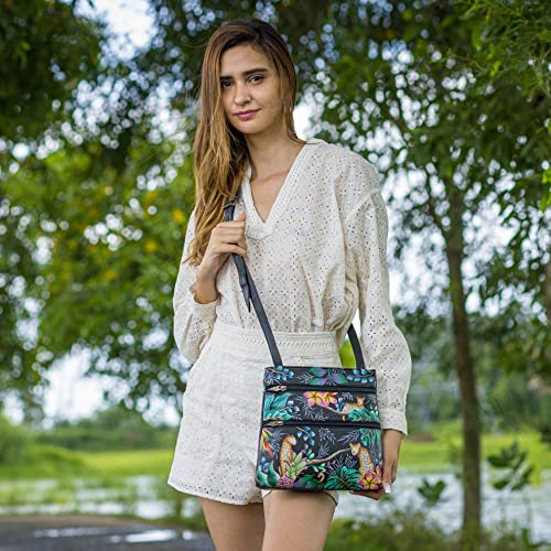 Anuschka Women’s Hand-Painted Genuine Leather Medium Crossbody With Double Zip Pockets2
