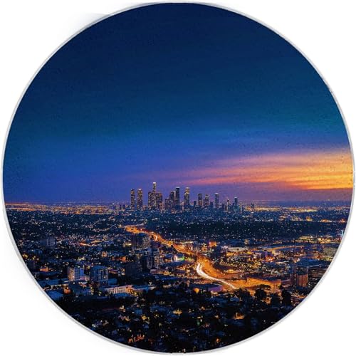 Tapis lavable en machine bleu rond 180 cm contre les taches - 3