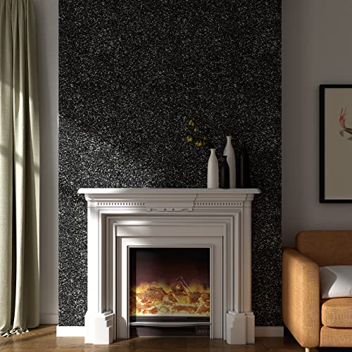 Decotalk Glitter Wallpaper Peel And Stick Black Glitter Wallpaper 17.7"X120" Glitter Contact Paper Black Wallpaper For Walls Removable Vinyl Chunky Glitter Sequins Wallpaper For Craft Decoration #TOP3