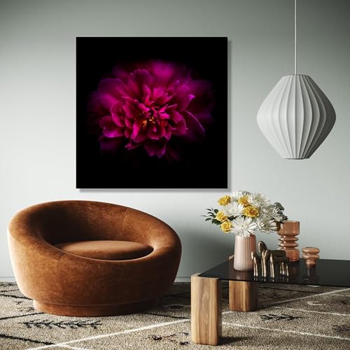 Toile de pivoine violette XBTYKPB art mural floral 55x55cm avec cadre intérieur