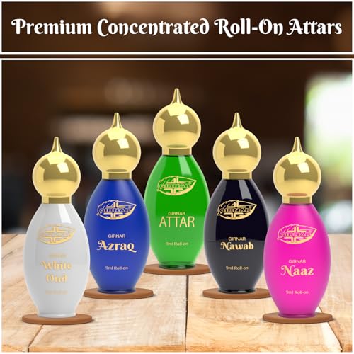 Image of Girnar Naaz Oud Attar 9ml | Non-Alcoholic Premium Concentrated Perfume | Spicy Saffron, Coriander, Iris, Rosy & Woody Ambery Scent