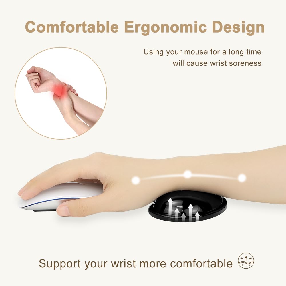 Weiche Maus-Handgelenkauflage, bequem, kühl, Silikongel, ergonomisches Kissen, kleine Größe, zur Schmerzlinderung, mit Gelfüllung für Laptop, Computer, Büro und Zuhause, Schwarz