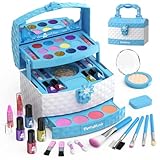 PERRYHOME Kids Makeup Set for Girl Washable Real Cosmetic, Safe & Non-Toxic Frozen Toys Toddler Makeup Kit, Frozen Princess Dress up Kit Christmas & Birthday Girl Gift for 3-12