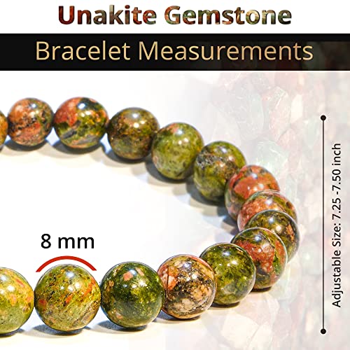 Image of ANAYA AGATE Healing Crystal Bracelet for Women and Men - 8mm Round Beaded Bracelet for Men and Women - Unisex Stretchy Gemstone Bracelet for Healing and Protection