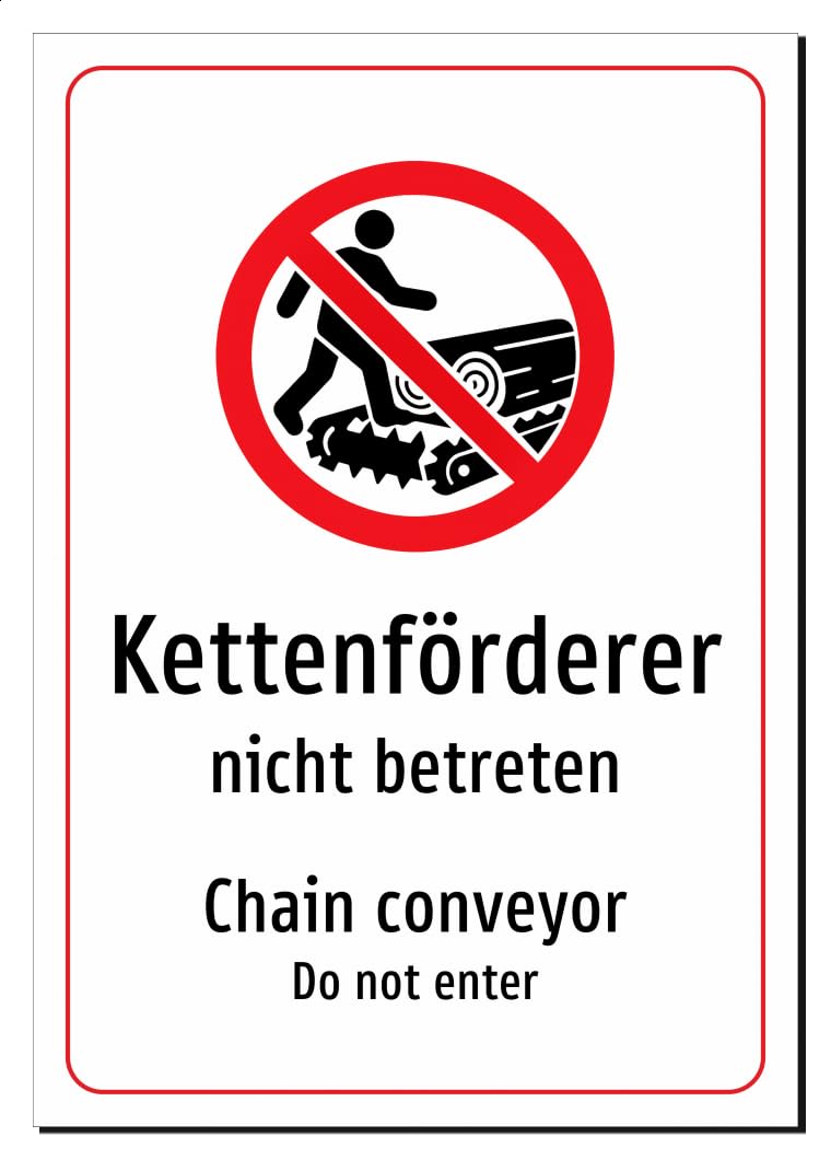 56217-DEEN-S-09 | Kettenförderer Schild Deutsch Englisch | zweisprachig