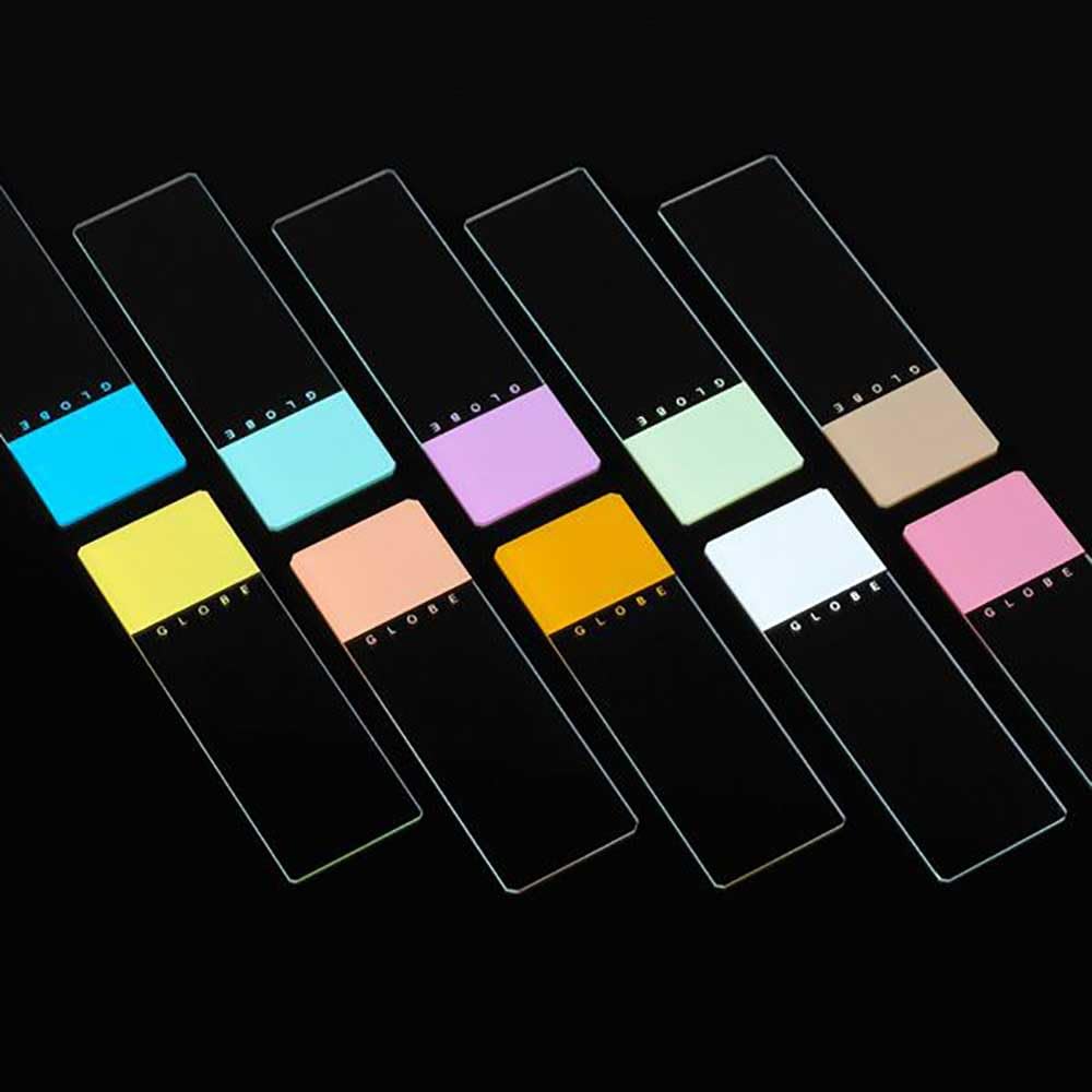 Globe Scientific Slides Microscope Slides, 1334B, Blue Frosted, Soda Lime Glass, Ground Edges, Clipped Corners, 25 mm x 75 mm, Pre-Cleaned, 72/Box, 1440/CS