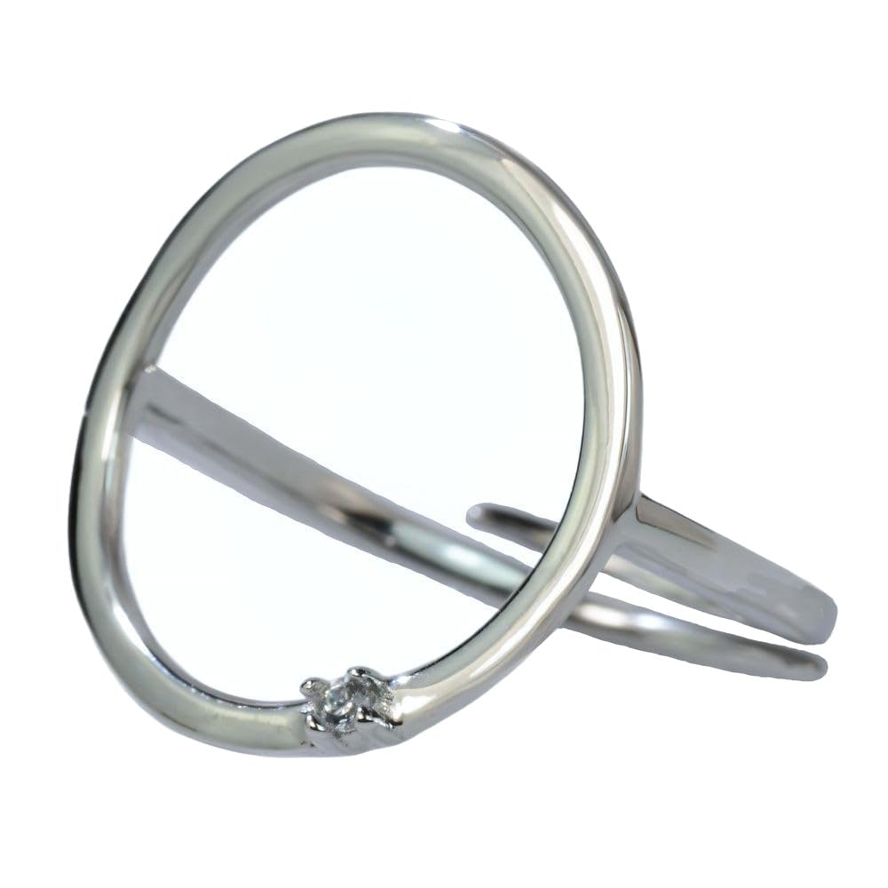 NicoWerk Anillo de plata 925 para mujer, elegante anillo de plata 925 con piedra, ajustable, sencillo y brillante - SRI1109