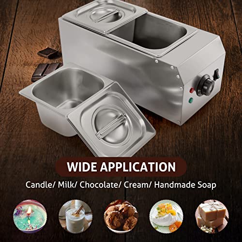 Wichemi Chocolate Melting Pot Commercial Chocolate Tempering Machine 2 Tanks 9Lbs Stainless Steel Chocolate Melter Pots Melting Machine Home Or Bakery Use #TOP6