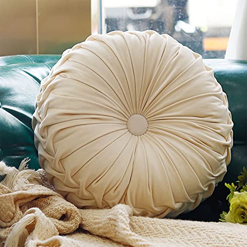 aromm Round Chair Pad Seat Cushion Memory Foam Washable for Wooden or Metal Stools Beige Diameter 38cm - Image 2