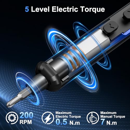 Image of STREBITO Mini Electric Screwdriver, 67 in 1 Precision Screwdriver Set - 50 S2 Magnetic Bits, 5 Torque Settings, 4 LED Lights, Electric Screwdriver Cordless for Electronics, PC, and Eyeglass