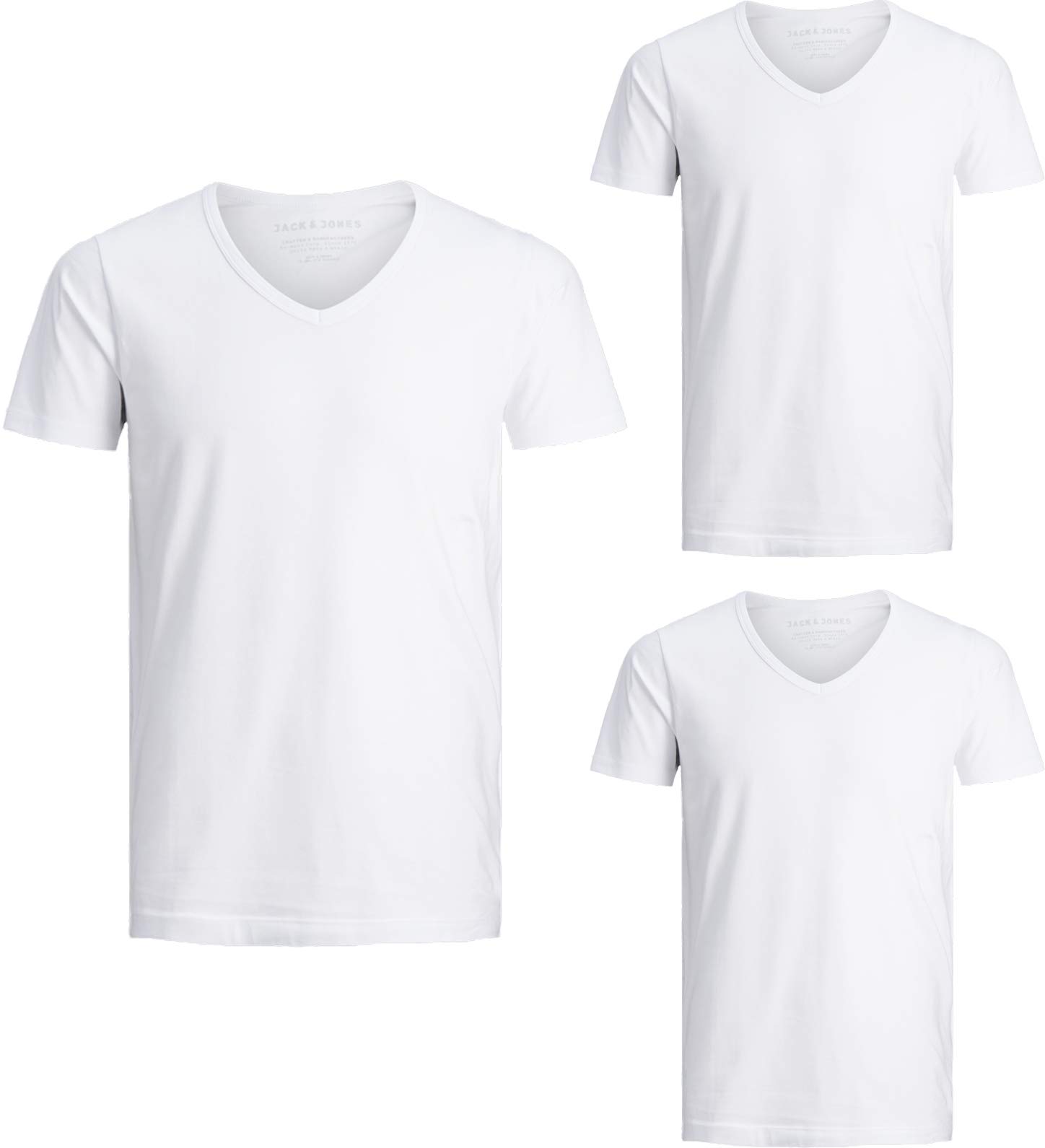 JACK & JONES T Shirt Herren 3er Pack Basic V-Neck T-Shirt Tee Mix Paket Baumwollmix
