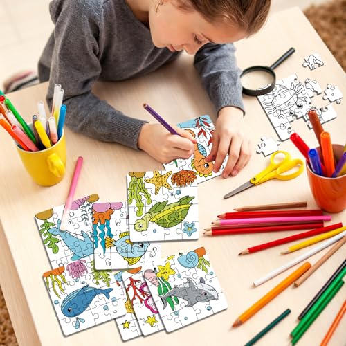 24 Puzzles Under the Sea para Colorear | 5.11 Pulgadas Puzzles DIY Papel Tema Océano miniatura 4