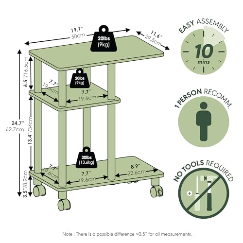 Save 63% on Furinno C Shaped Side Table with Casters - Image 4
