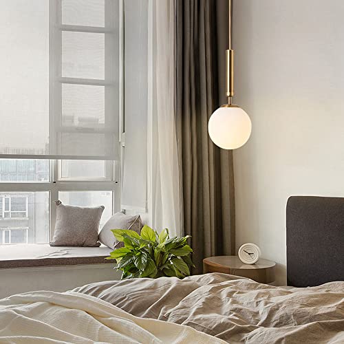 Image of KCO Lighting Frosted White Glass Globe Replacement Opal Glass Ball Lamp Shade with 2.8 inch Opening for Pendant Light Fixture Wall Sconce (7.9 inch-White)
