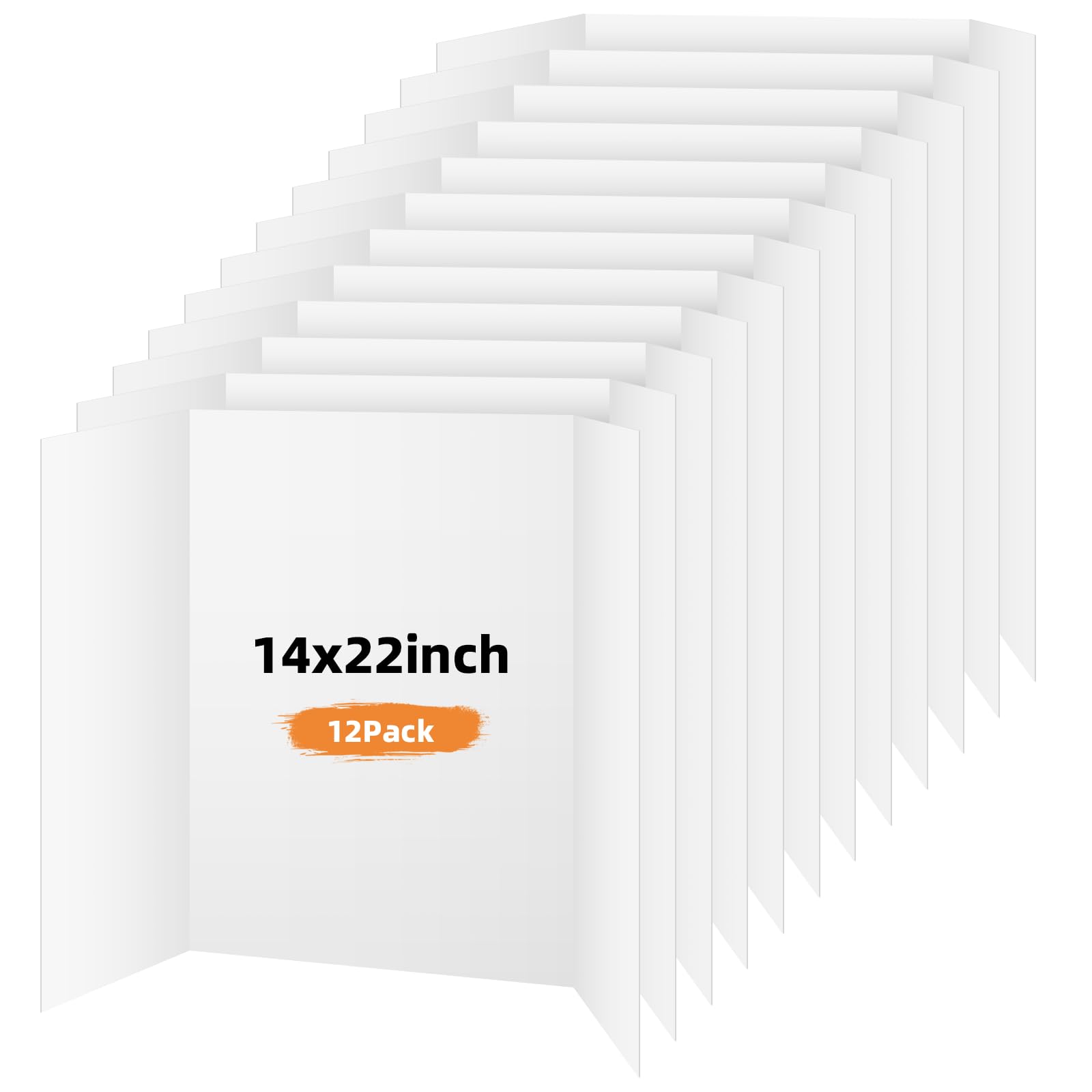 12 Pack Trifold Poster Board, 14x22 Inches White Presentation Board, Portable Display Board for Science Fair, School DIY Project and Business Exhibitions