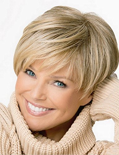 Diy-Wig Short Fashion Highlight Ombre Straight Blonde Heat Resistance Wig For Women