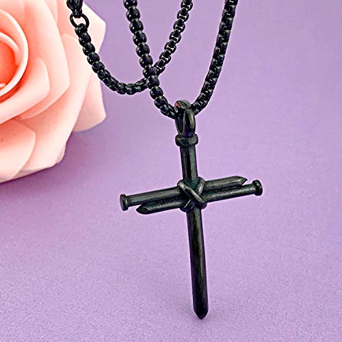 Muerdou Cross Necklace For Men Cross Pendant Strength Bible Verse Stainless Steel Necklace #TOP2