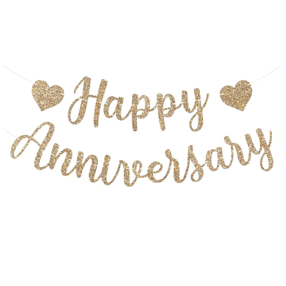 Happy Anniversary Banner, Pre-Strung Wedding Anniversary Decorations