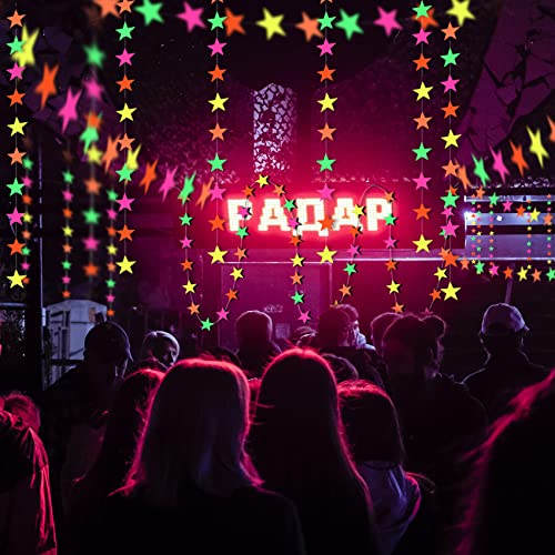 108Ft Neon Glow Party Star Paper Garland Uv Glow In The Dark Party Supplies Garlands Neon Party Paper Streamers For Blacklight Fluorescent Party Supplies For Birthday Wedding Party Decorations #TOP6