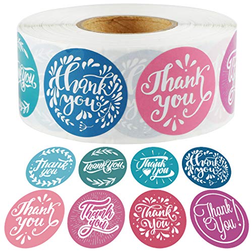 Thank You Stickers with Gold Foil Decorative Stickers Round 1.5 inches | 1000 Labels Per Roll