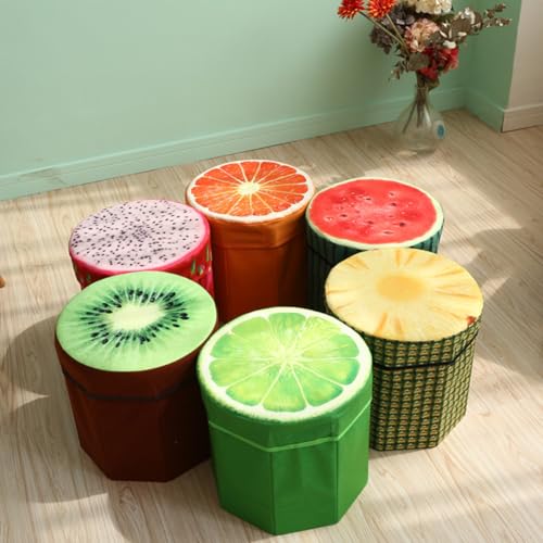 Coffre pouf pliable motif ananas pour optimiser les petits espaces