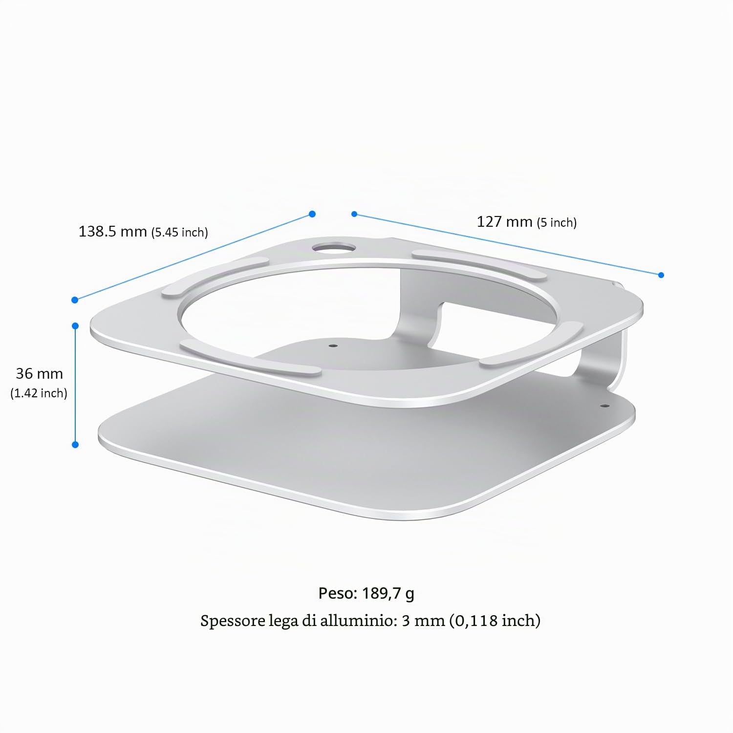 Supporto per Mac mini M4, supporto in alluminio per Mac mini M4 e M4 Pro 2024, freddo integrato, accesso al pulsante di accensione, antiscivolo │ Accessori