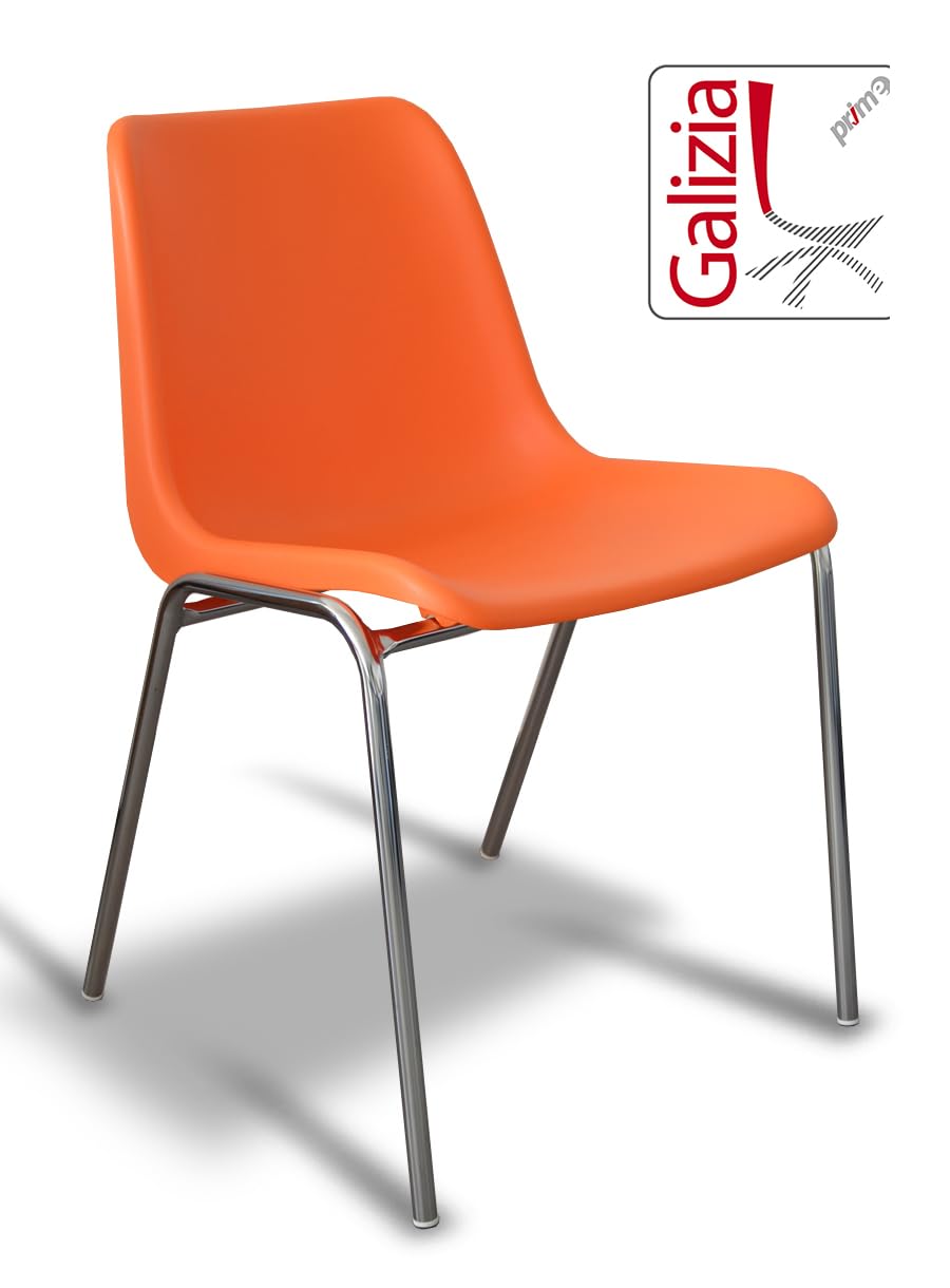 Sedia Da Ufficio Idealsedie - Impilabile, Monoscocca Plastica, Telaio Cromato, Grigio - Foto 6