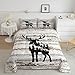 Feelyou Deer Bedding Set Comforter Set Rustic Wild Animal Jungle Comforter Cover for Boys Girls Teens Decor Wooden Stripes Duvet Set Twin Size with 1 Pillow Case Boys