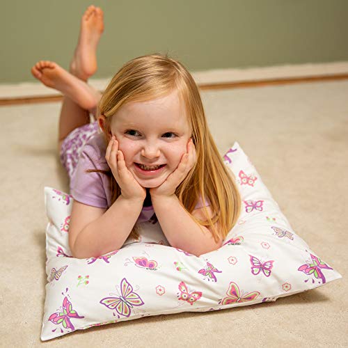 Image of Toddler Kids Pillowcase for Boys and Girls - Butterfly /Butterflies 13 x 18 - shrinks to fit - 100% Cotton - Naturally Hypoallergenic and Soft - Designed in USA - Machine Washable