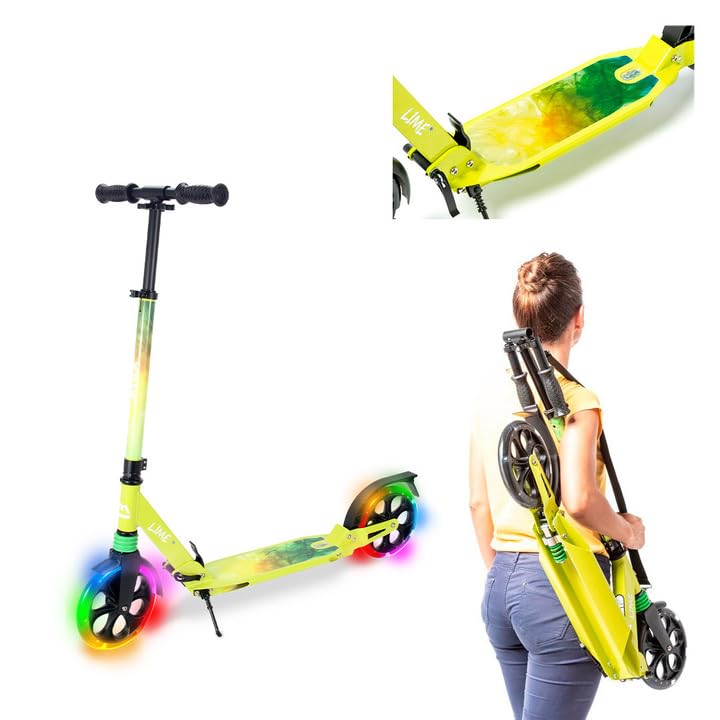 Patinete Urbano Plegable con Ruedas XXL 200 mm Doble Suspension Manillar Ajustable y Plataforma Antideslizante