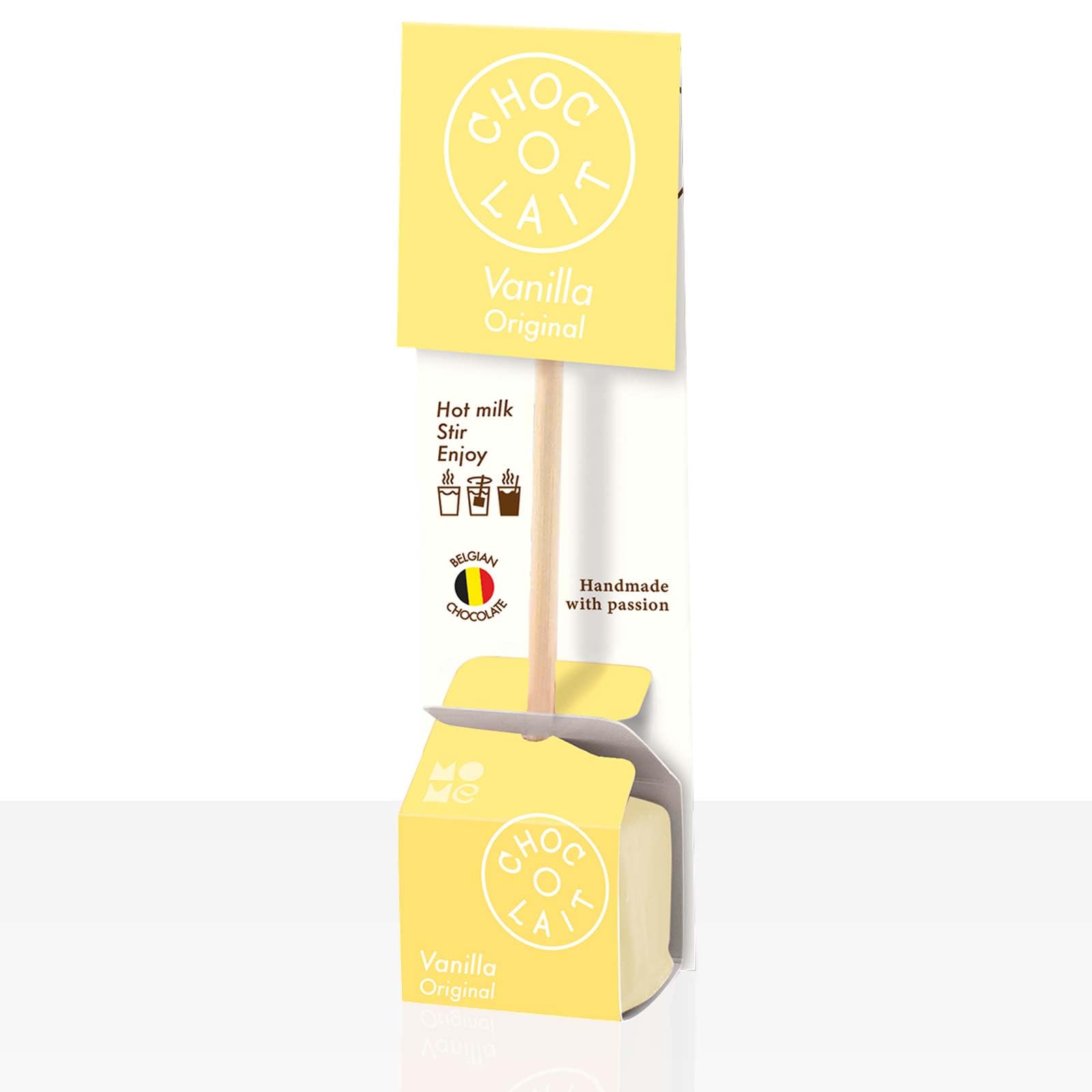 Choc-o-lait MoMe Trinkschokolade am Stiel Vanilla Vanille Displaykarton 24Stk