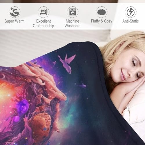 Couverture monde animal 180x200 cm douce et chaude pour lit et canapé