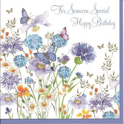 Birthday Card Blue Allium And Butterflies Birthday Card By Pizazz New