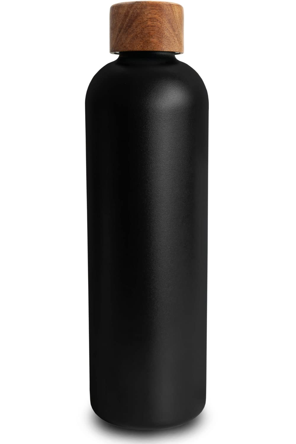 T&N Borraccia in acciaio inox, 1 l, thermos da 1 l, con coperchio in legno di acacia, isolata, a prova di perdite in caso di anidride carbonica, thermos da 1000 ml, colore: antracite