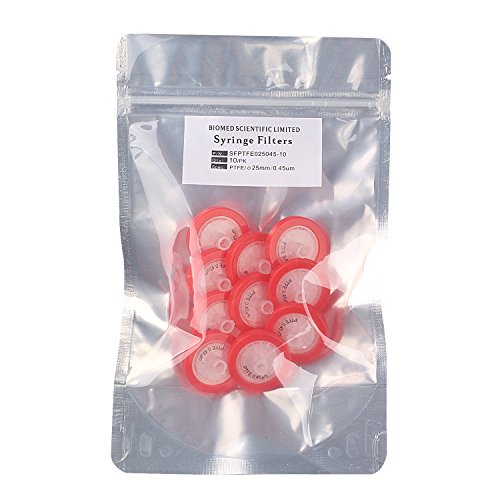 Biomed Scientific Syringe Filters PTFE 25MM Diameter 0.45um Pore Size Non sterile Pack of 10